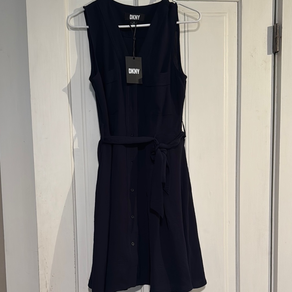 DKNY Black Sleeveless A-Line Mini Dress